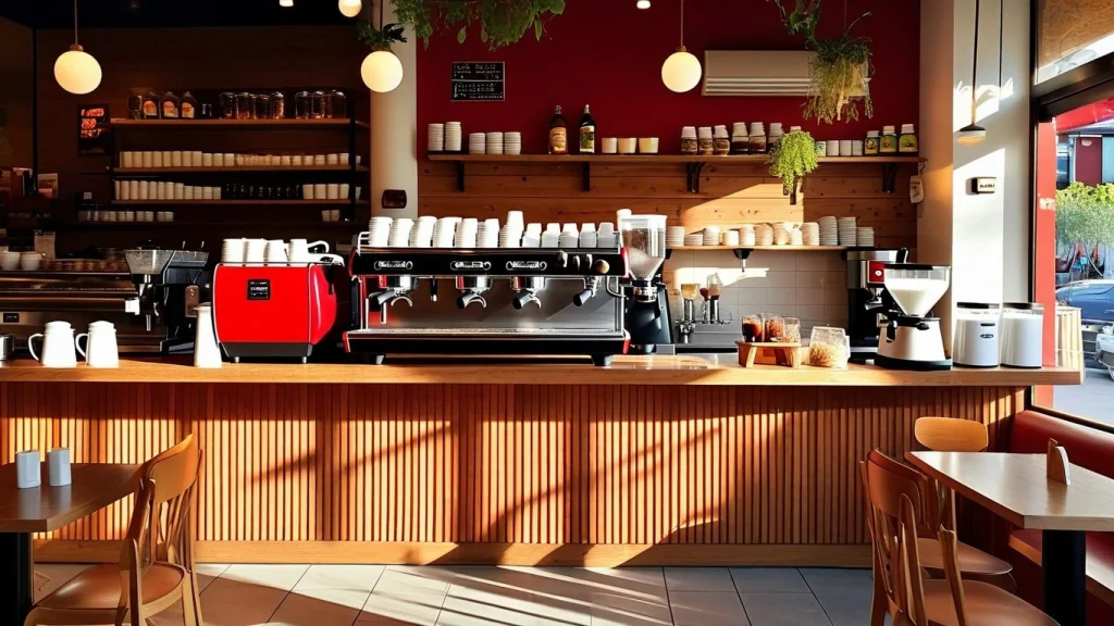 Interior of a modern cafe.